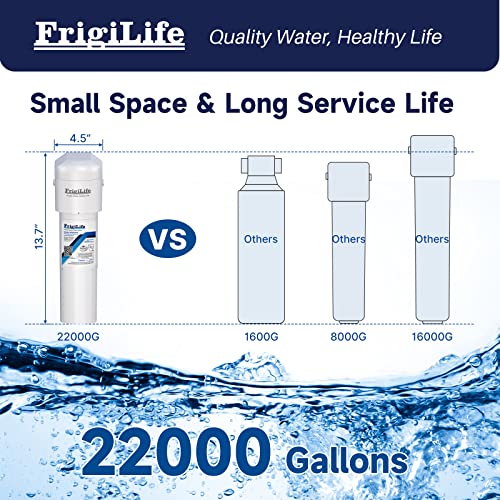 FrigiLife Water Filter Replacement for WFS5300A Under Sink Water Filter System, 22000 Gallons Ultra High Capacity, Removes 99% Lead, Fluoride, Chlorine, Bad Taste, NSF/ANSI 42 Certified, 1PACK