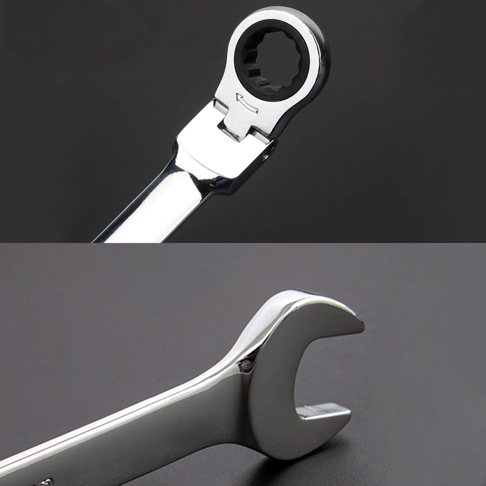 10mm Flex-Head Ratchet Wrench, Metric Ratcheting Wrench Spanner with 5° Movement and 72 Teeth for Projects with Tight Space