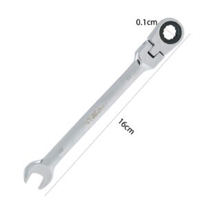 10mm Flex-Head Ratchet Wrench, Metric Ratcheting Wrench Spanner with 5° Movement and 72 Teeth for Projects with Tight Space