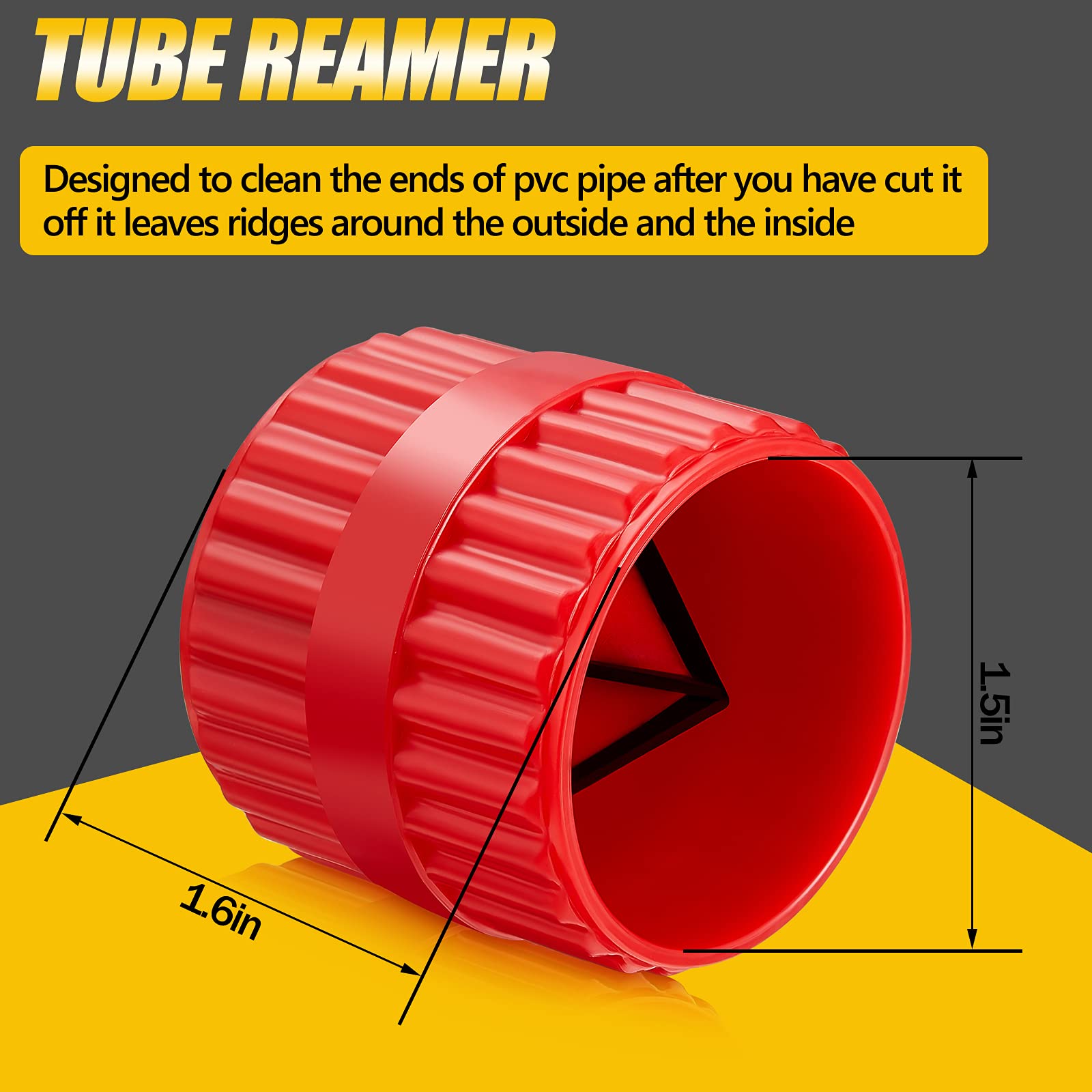 2 Pieces Inner-Outer Reamer Pipe and Tube Deburring Reamer Tubing Chamfer Tool for PVC PPR Copper Brass Aluminum Pipes (Red, Black)