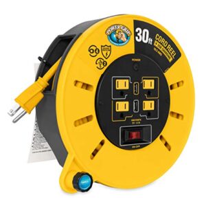 Camco Power Grip 30-Foot Extension Cord Reel with USB Charging Ports | Provides an Extended Length to Power Your Equipment and Devices | Features Multiple Built-in Power Outlets (55290)