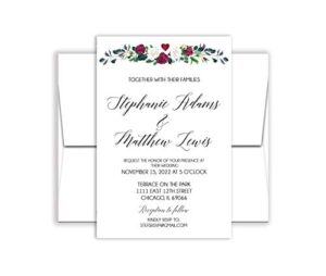 personalized wedding invitation with envelopes - rose arch