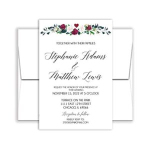 Personalized Wedding Invitation with Envelopes - Rose Arch