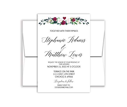 Personalized Wedding Invitation with Envelopes - Rose Arch