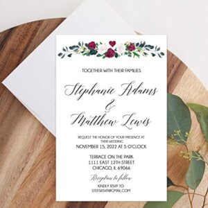 Personalized Wedding Invitation with Envelopes - Rose Arch