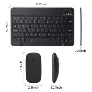 Rechargeable Bluetooth Keyboard and Mouse Combo Ultra-Slim Portable Compact Wireless Mouse Keyboard Set for Android Windows Tablet Cell Phone iPhone iPad Pro Air Mini, iPad OS/iOS 13 and Above (Black)