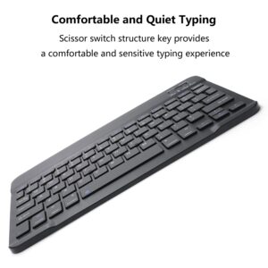 Rechargeable Bluetooth Keyboard and Mouse Combo Ultra-Slim Portable Compact Wireless Mouse Keyboard Set for Android Windows Tablet Cell Phone iPhone iPad Pro Air Mini, iPad OS/iOS 13 and Above (Black)