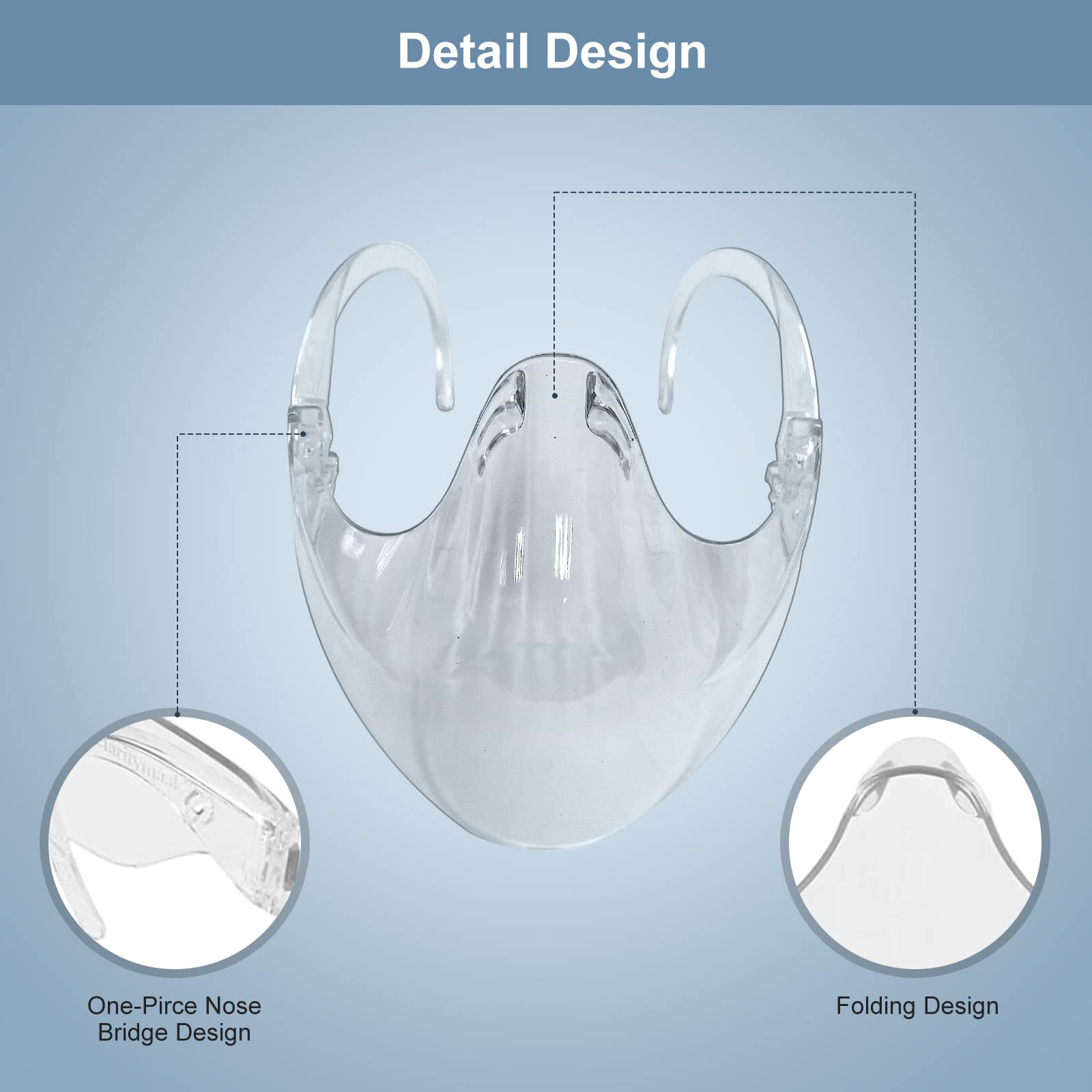 2PCS Transparent Face Shield, Lightweight Anti-Fog Clear Face Mask, Durable Breathable Clear Face Shield, Plastic Reusable Protective Face Mask for Men and Women