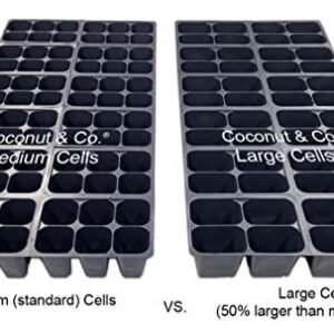 COCONUT & CO. Large Cells, Seed Starter Trays, 2 Flats; (96 Cells), 10 Plant Labels and Quick Start Guide, Stage 1 (24 Trays; 4-Cells Per Tray) Made in USA