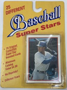 topps baseball cards - unopened pack of 25 different baseball super star cards - look for cal ripken, ken griffey jr., reggie jackson and more (free shipping)