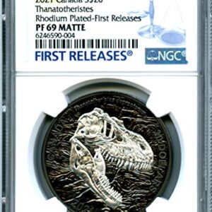 2021 CA Canada Dinosaur BLACK RHODIUM REAPER OF DEATH 1 OZ .9999 Silver $20 PF69 MATTE NGC