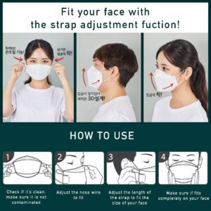[Airwasher] KF94 Disposable Face Mask - Made in Korea, Black Breathable Reusable Face Mask, Individually Wrapped 4-Ply Adjustable Cloth Masks, 40 Pack