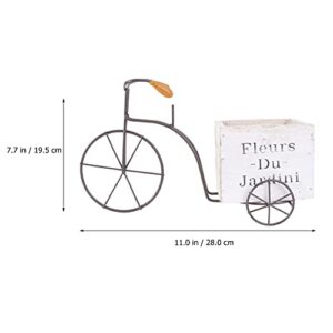 DOITOOL Bike Flower Pot Bicycle Planter Wooden Flower Box Tricycle Plant Stand Decorative Succulent Container Bonsai Bicycle Home Garden Decor Random Style (Size L)