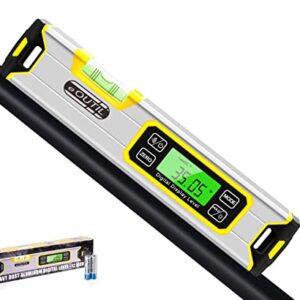 12-Inch Digital Torpedo Level and Protractor Aluminum Inclinometer Angle Finder with Backlight LED Display & V-Groove Magnetic Base, IP54 Dust/Water Resistant Smart Level