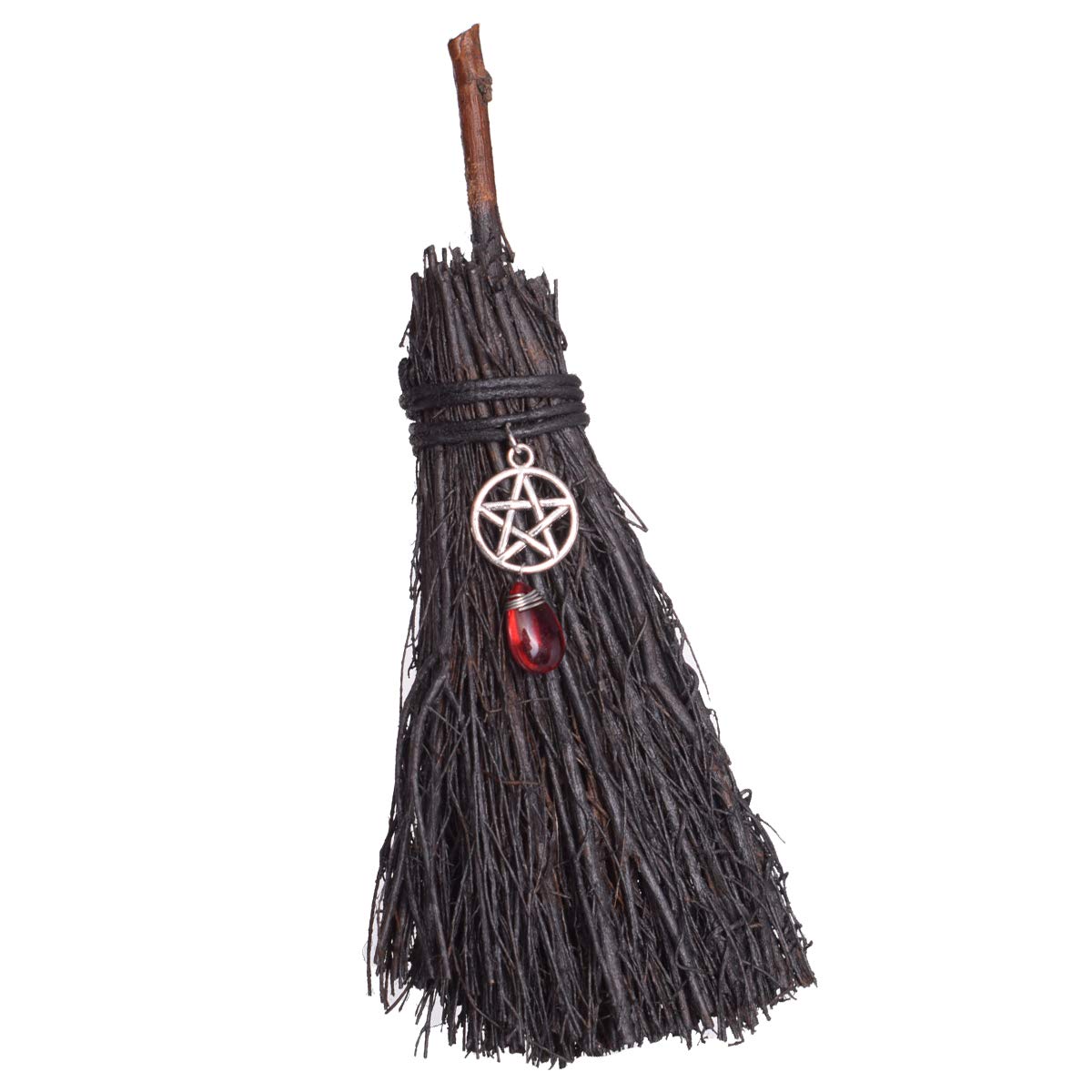 BLESSUME Witch Altar Broom Pentacle Mini Wizard Broom Pentagram/Celtic Knot Divination Ornament (Pentagram & Red Pendant)