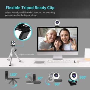 NexiGo N620E Webcam with Light, 1080P 60FPS AutoFocus, ePTZ 2X Digital Zoom, Plug and Play, [Software Included], FHD Streaming Web Camera, Dual Stereo Mics, for Zoom Skype Teams, PC Mac Laptop Desktop