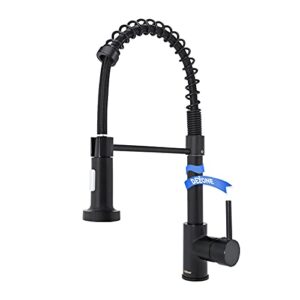 dezone black kitchen faucet with pull down sprayer, deck mount, matte black, dual outlet water, easy installation