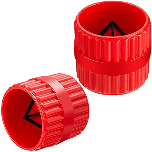 2 Pieces Red Inner-Outer Reamer Pipe and Tube Deburring Reamer Tubing Chamfer Tool for PVC/PPR/Copper/Brass/Aluminum Tubes(3/16-inch to 1-1/4-inch)