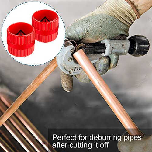 2 Pieces Red Inner-Outer Reamer Pipe and Tube Deburring Reamer Tubing Chamfer Tool for PVC/PPR/Copper/Brass/Aluminum Tubes(3/16-inch to 1-1/4-inch)
