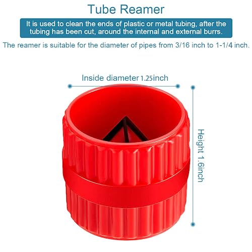 2 Pieces Red Inner-Outer Reamer Pipe and Tube Deburring Reamer Tubing Chamfer Tool for PVC/PPR/Copper/Brass/Aluminum Tubes(3/16-inch to 1-1/4-inch)