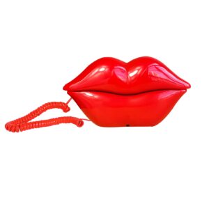 corded lip phone, benotek novelty landline phone for home/office/shops/party decor, real wired funny mouth cartoon telephone for gift (red)