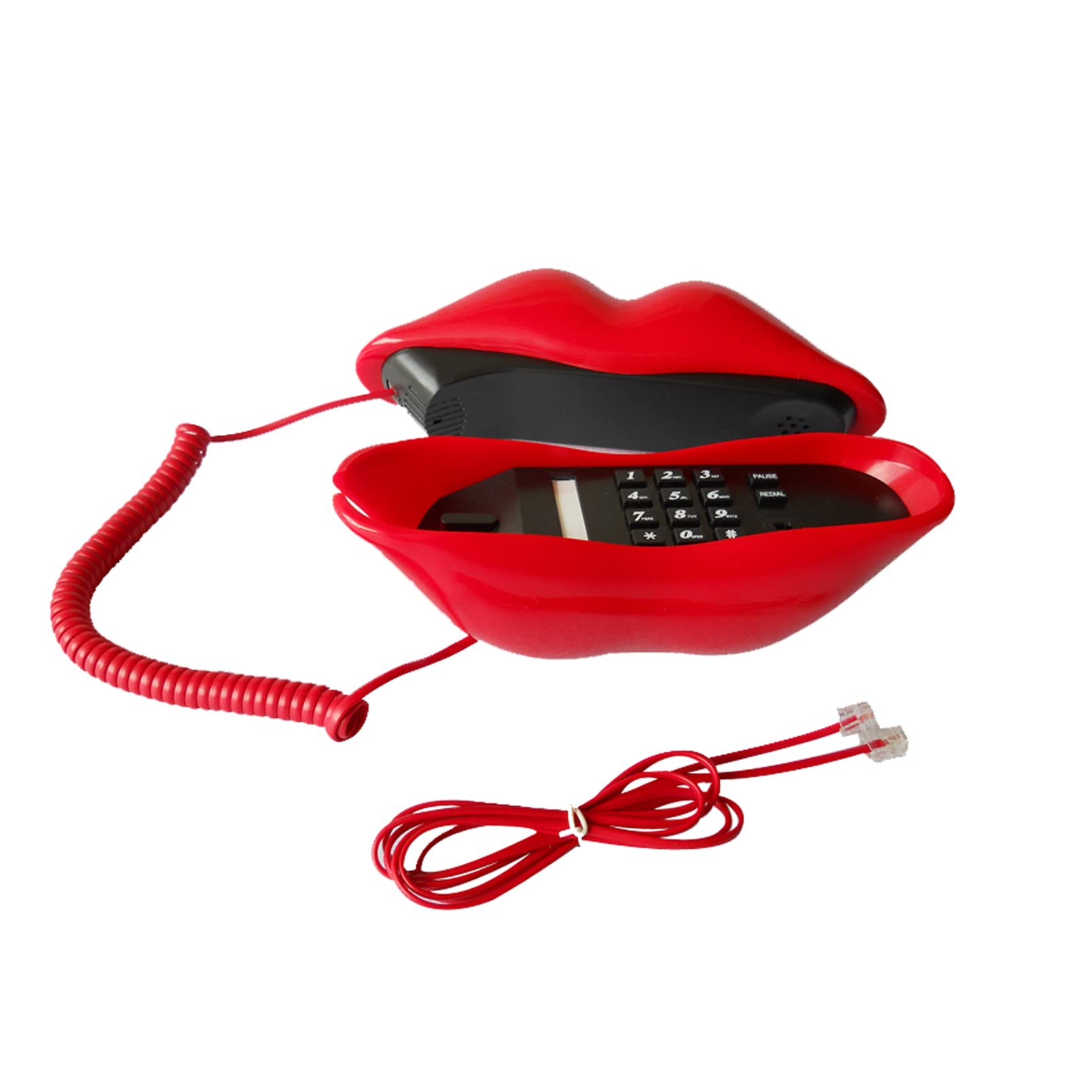 Corded Lip Phone, Benotek Novelty Landline Phone for Home/Office/Shops/Party Decor, Real Wired Funny Mouth Cartoon Telephone for Gift (Red)