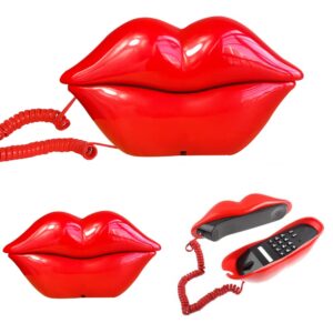 Corded Lip Phone, Benotek Novelty Landline Phone for Home/Office/Shops/Party Decor, Real Wired Funny Mouth Cartoon Telephone for Gift (Red)