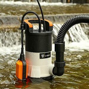 DEKO Sump Pump 1HP 3698GPH 750W Submersible Water Pump with Float Switch and Max Flow 14000L/H for Swimming Pool, Tub, and Garden Irrigation and Long 16ft Cable