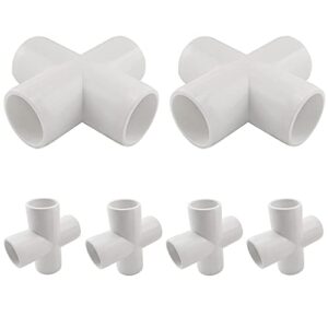 marrteum 1/2 inch 4 way pvc cross elbow fitting furniture build grade sch40 pipe joint for greenhouse shed/garden support structure/storage frame [pack of 6]