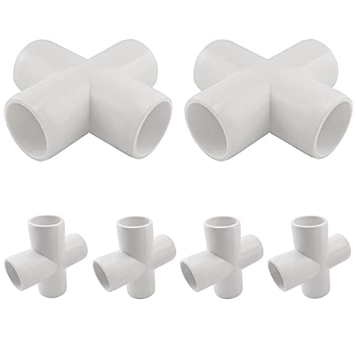 MARRTEUM 1/2 Inch 4 Way PVC Cross Elbow Fitting Furniture Build Grade SCH40 Pipe Joint for Greenhouse Shed/Garden Support Structure/Storage Frame [Pack of 6]