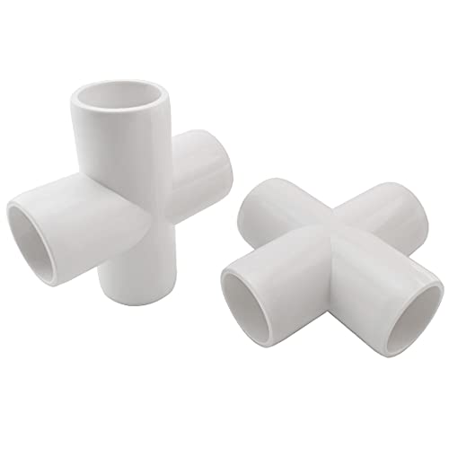 MARRTEUM 1/2 Inch 4 Way PVC Cross Elbow Fitting Furniture Build Grade SCH40 Pipe Joint for Greenhouse Shed/Garden Support Structure/Storage Frame [Pack of 6]