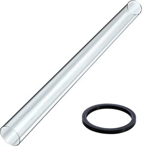 yukang sobalai 4-sided pyramid flame heater parts replacement, quartz glass tube, 49.5 inch tall 4 inch diameter, table top patio tube with neoprene ring silicon replacement (no fit majority 3-sided)