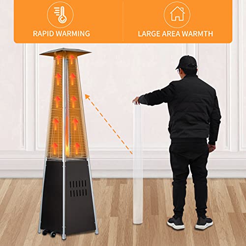 yukang Sobalai 4-Sided Pyramid Flame Heater Parts Replacement, Quartz Glass Tube, 49.5 inch Tall 4 inch Diameter, Table Top Patio Tube with Neoprene Ring Silicon Replacement (No Fit majority 3-Sided)