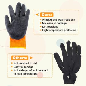 Syhood Heat Resistant Gloves, 3 Pairs, Orange and Black, Polyester Material, 6 Count, Unisex