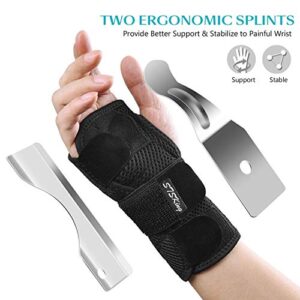 BraceFun Wrist Brace for Carpal Tunnel - Adjustable Wrist Support Brace with Splints Right Hand - Hand Support Removable Metal Splint and to Help Night Sleep Relieve and Treat Wrist Pain, Sports