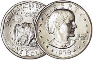 1979 p, d susan b. anthony dollar 2 coin set dollar uncirculated us mint