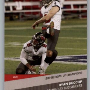 2021 Panini Super Bowl LV Champions #30 Ryan Succop Tampa Bay Buccaneers NFL Football Trading Card that Celebrates the Tampa Bay Buccaneers Superbowl Championship.