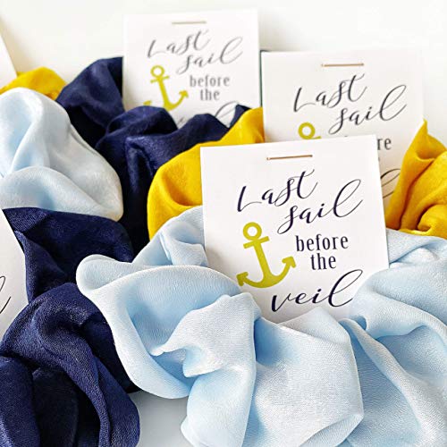 Last Sail Before The Veil Bachelorette Party Favors, Hair Scrunchies, Nautical Bridal Shower Supplies - 6 Pack