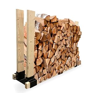 BACKYARD EXPRESSIONS PATIO · HOME · GARDEN 913561 Outdoor Firewood Log Storage Rack Bracket Kit, Adjustable Length, Fireplace Wood Holder, Black