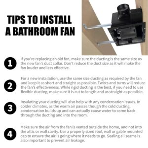 BV Bathroom Fan Ultra-Quiet Bathroom Ventilation & Exhaust Fan,110 CFM 1.2 Sones Ceiling Fan Residential Remodel Extractor, 4 Inch Duct Collar, Easy to Install & Replace (No Attic Access Required)