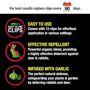 The Giant Destroyer 700 Garlic Deer & Rabbit Repellent, 12 Clips, Green