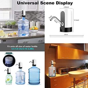 Water Bottle Dispenser, Wate Pump 5 gallon water dispenser Automatic Drinking Water Pump Water Jug Dispenser Smart USB Rechargeable Water Jug Pump Dispenser Switch for Universal 5 Gallon Bottle -White