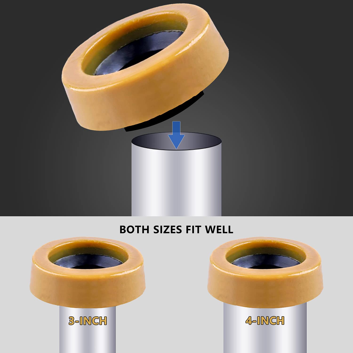 boeemi Extra Thick Wax Ring Toilet,with Flange and Bolts for Reinstallation of the Toilet, Fits 3-inch or 4-inch Waste Lines(2 PCS)