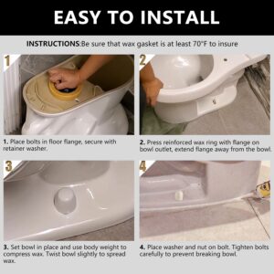 boeemi Extra Thick Wax Ring Toilet,with Flange and Bolts for Reinstallation of the Toilet, Fits 3-inch or 4-inch Waste Lines(2 PCS)