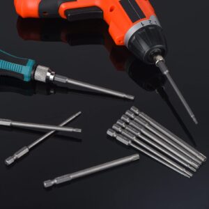 YDLQWCZ 10 Pieces Torx Security Screwdriver Drill Bit Set T6 T7 T8 T10 T15 T20 T25 T27 T30 T40 Torx Bits 1/4 Inch Magnetic Hex Shank 4 Inch Length S2 Steel Tamper Proof Star Screwdriver Bits Tools