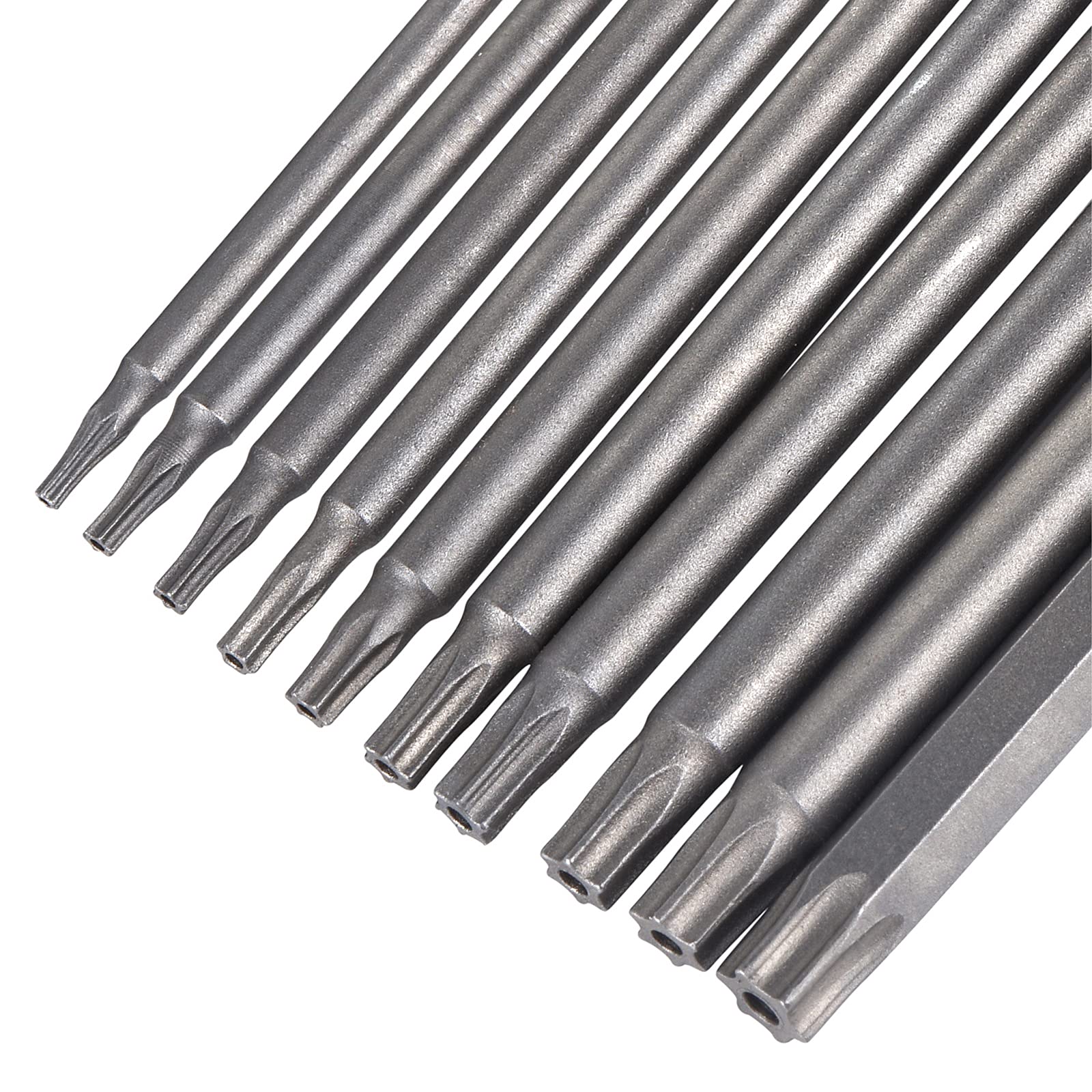 YDLQWCZ 10 Pieces Torx Security Screwdriver Drill Bit Set T6 T7 T8 T10 T15 T20 T25 T27 T30 T40 Torx Bits 1/4 Inch Magnetic Hex Shank 4 Inch Length S2 Steel Tamper Proof Star Screwdriver Bits Tools