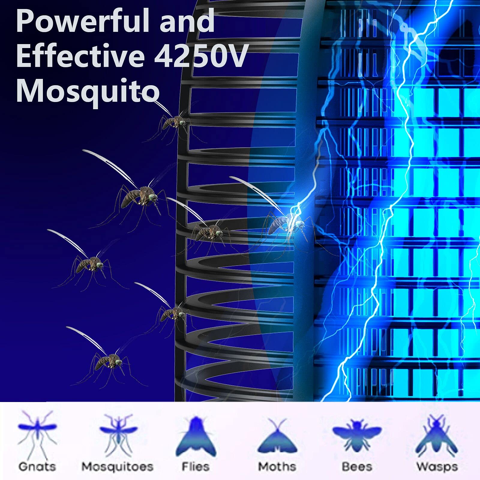 Homesuit Bug Zapper Outdoor and Indoor 18W,4250V High Powered Mosquito Zapper, Waterproof Mosquito Killer/Insect Fly Pest Trap, Electric Bug Zapper for Backyard, Patio, Home