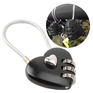 Heart Shape Code Lock Compact Mini Size with 3 Digit Code Combination for Luggage, Backpack, Jewelry Box, Hall Locker(Black)