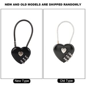 Heart Shape Code Lock Compact Mini Size with 3 Digit Code Combination for Luggage, Backpack, Jewelry Box, Hall Locker(Black)