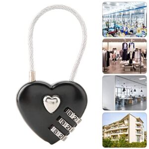 Heart Shape Code Lock Compact Mini Size with 3 Digit Code Combination for Luggage, Backpack, Jewelry Box, Hall Locker(Black)